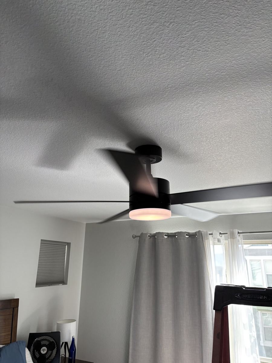 Vaulted ceiling fan installation in a residential home